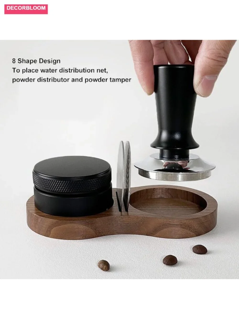 Espresso Tamping Station Walnut Coffee Organizer Tamper Holder Barista Tool